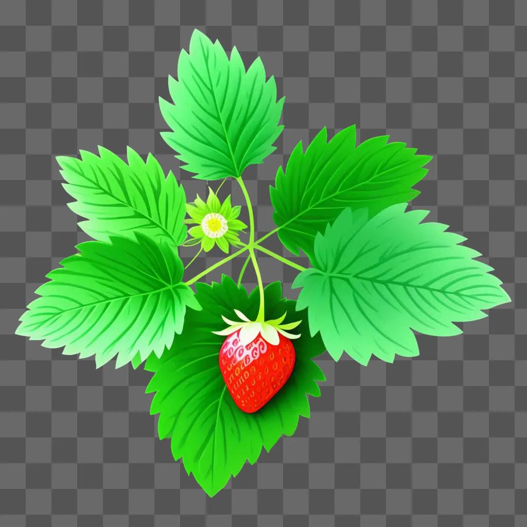 strawberry with leafy green background