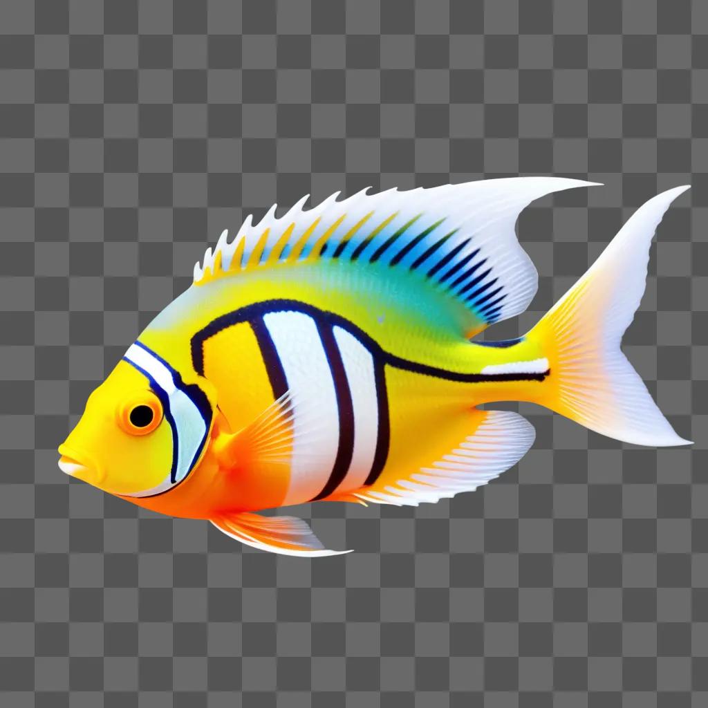 striped fish swims on a beige background