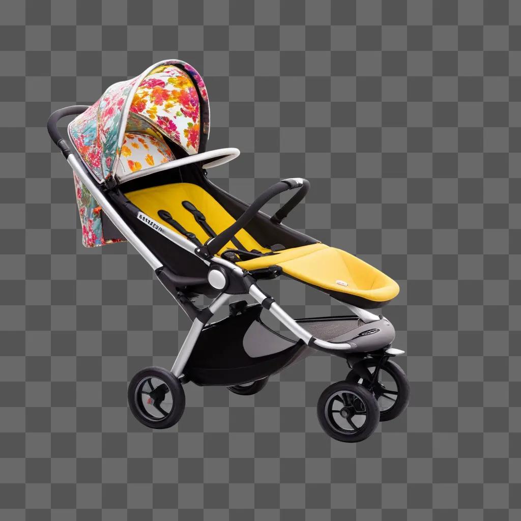 stroller with colorful fabric on the seat