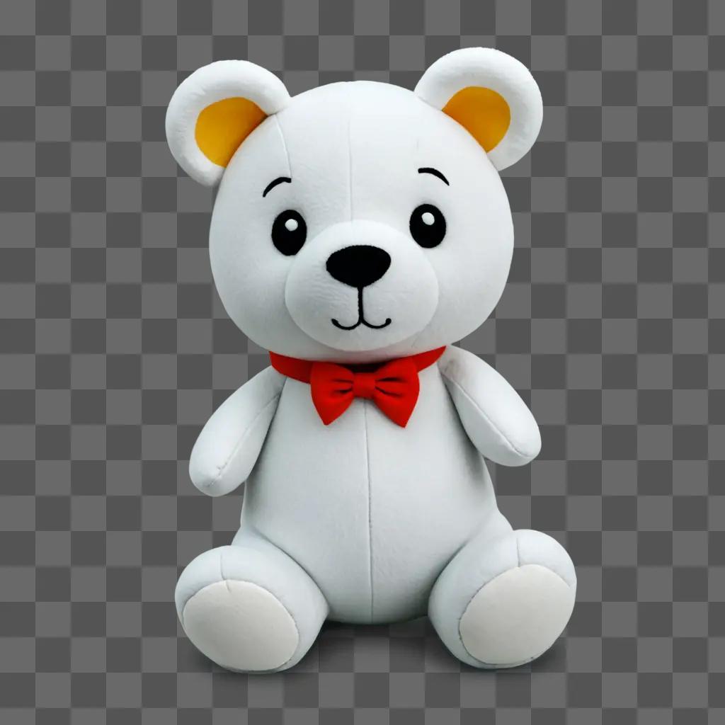 stuffed animal clipart A white teddy bear with a red bow tie