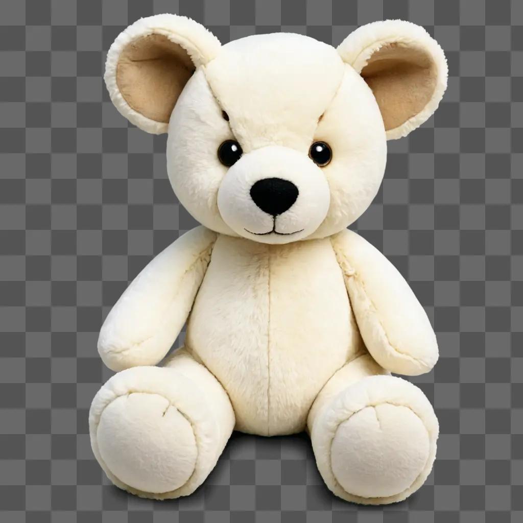 stuffed animal clipart White stuffed teddy bear sitting on beige background