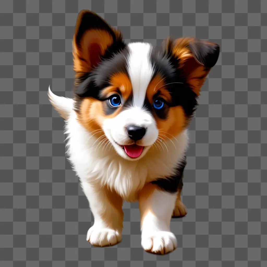 stunningly beautiful puppy drawing with blue eyes