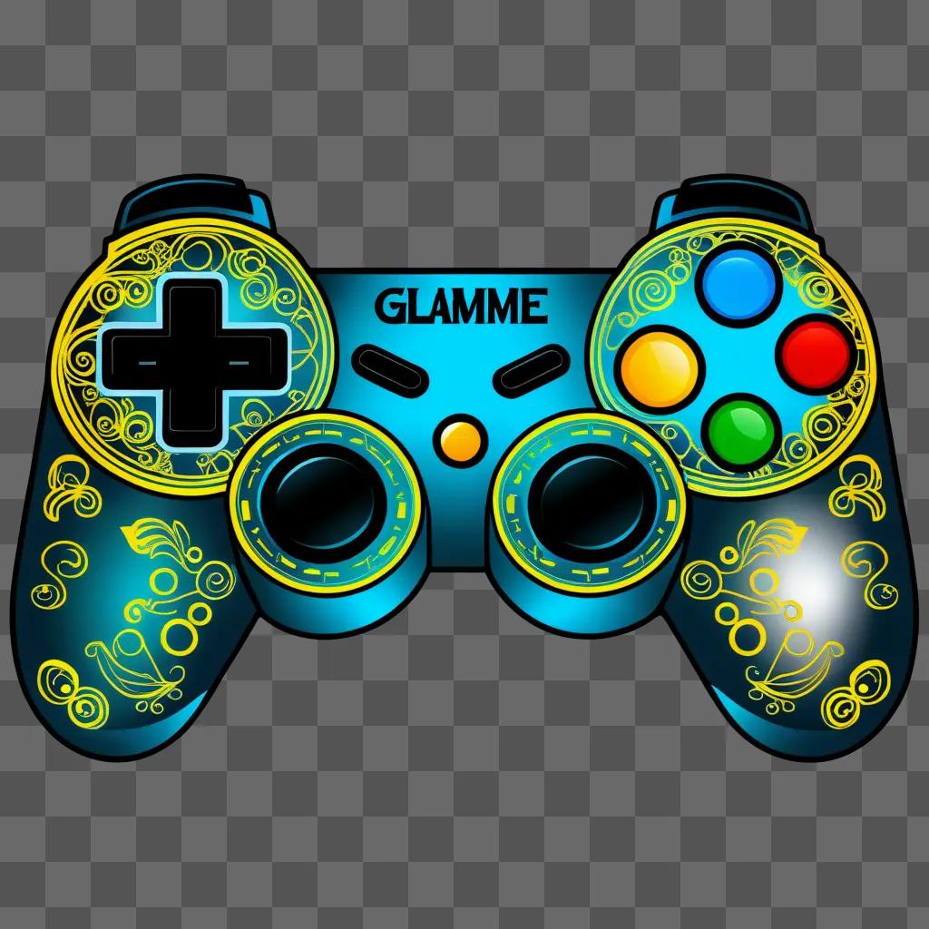 stylized game controller in the color scheme of Glamme