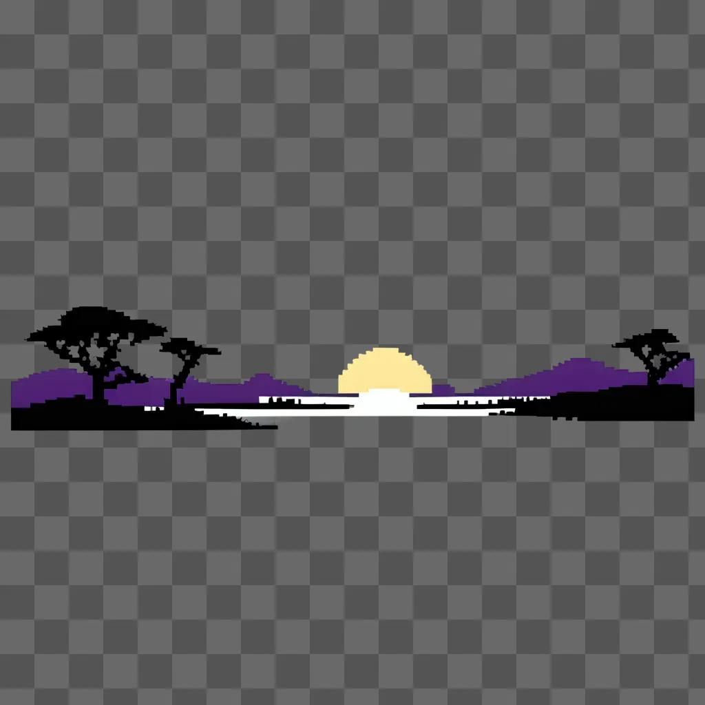 sun and trees rendered in 8-bit