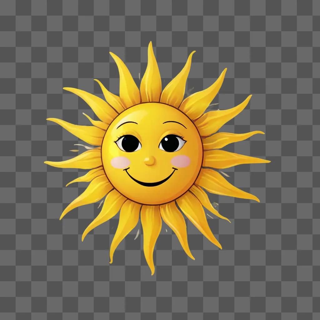 sun cartoon A smiling sun on a yellow background