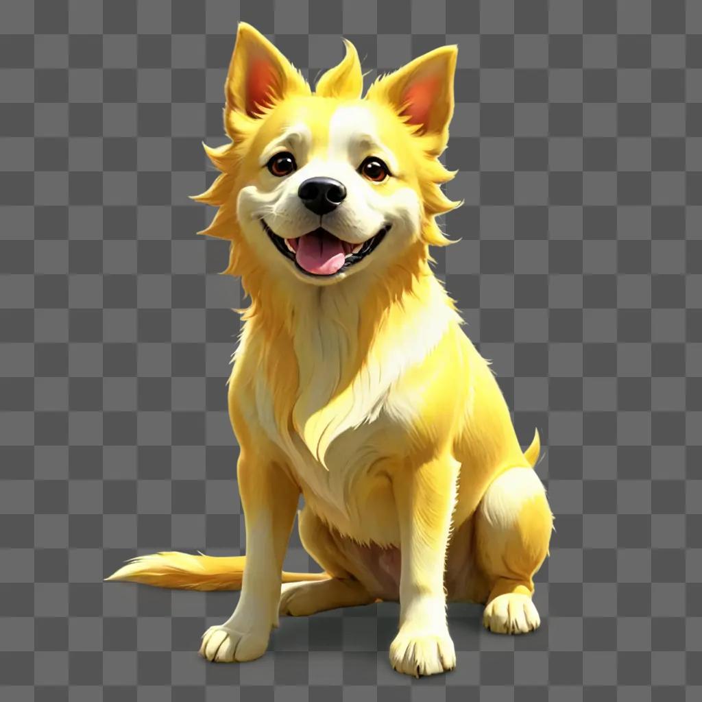 sun cartoon A yellow dog with a yellow tongue and a yellow coat