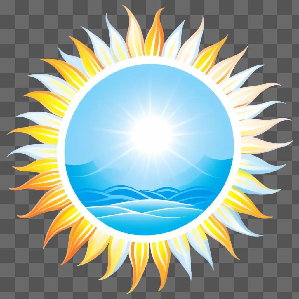 sun with clouds and ocean