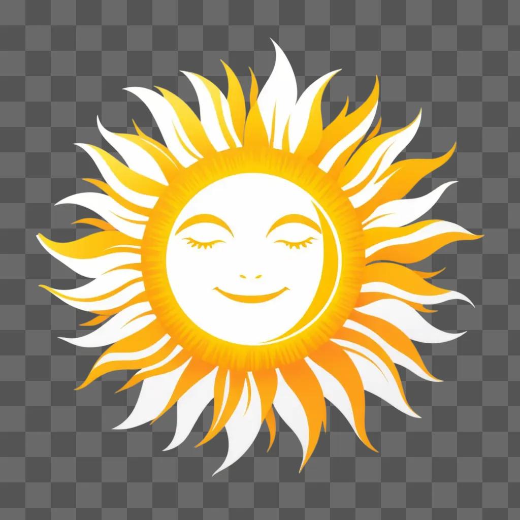 sun with smiling face and closed eyes