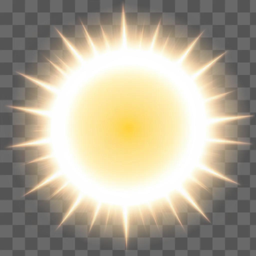 sun with white rays on a transparent background