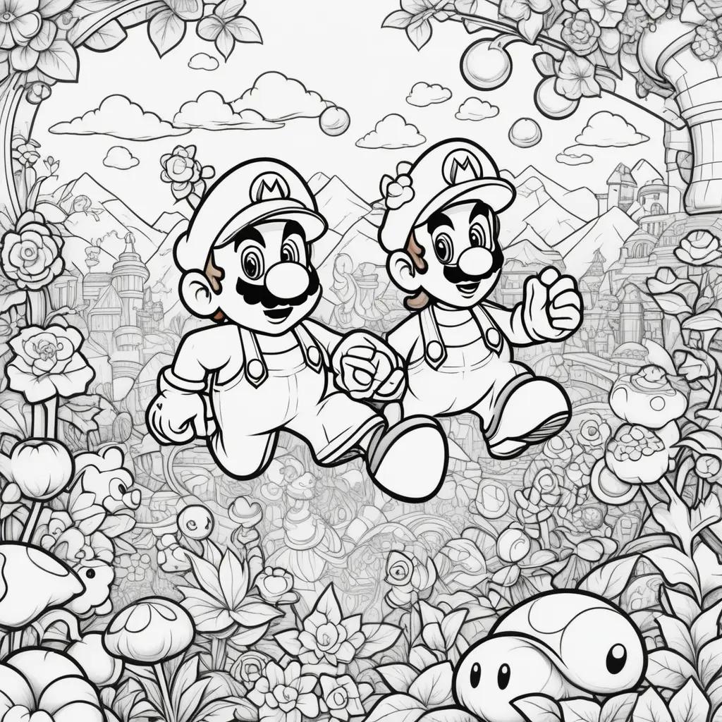 super mario bros coloring page with black and white