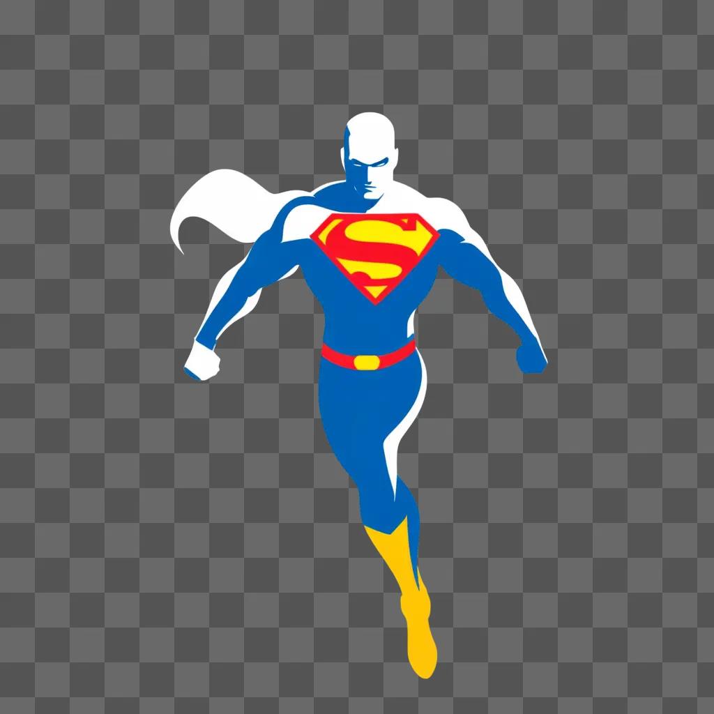 superhero logo on a blue background