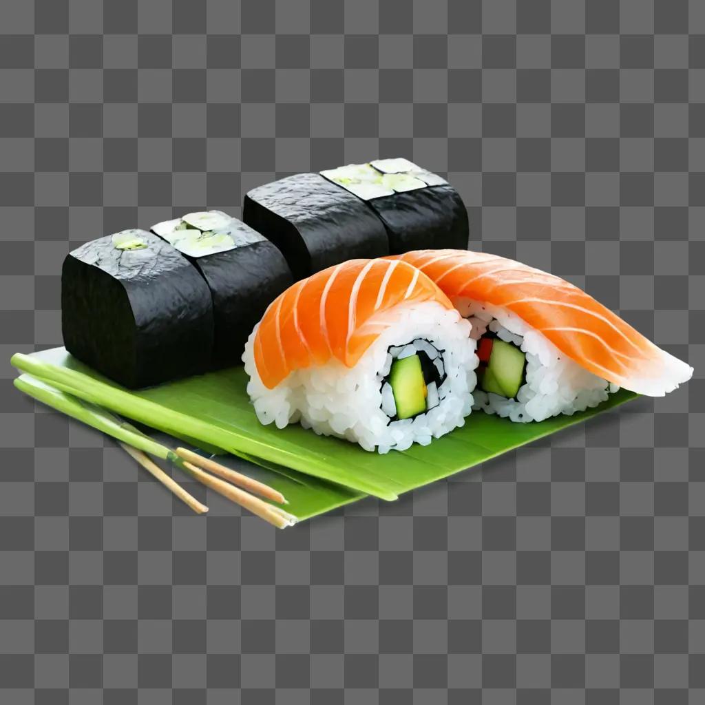 sushi clipart A plate of sushi with avocado and salmon