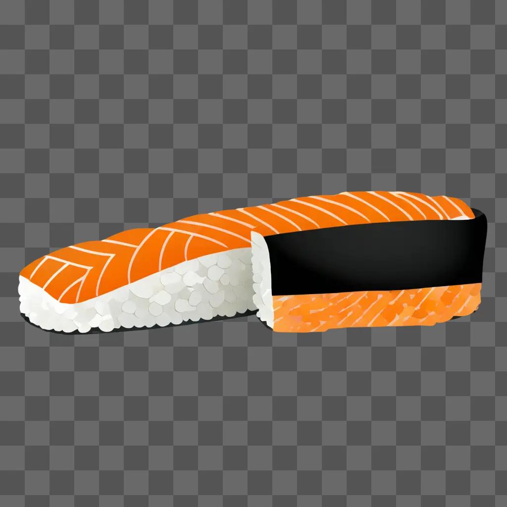 sushi clipart An orange and white sushi knife with a black handle