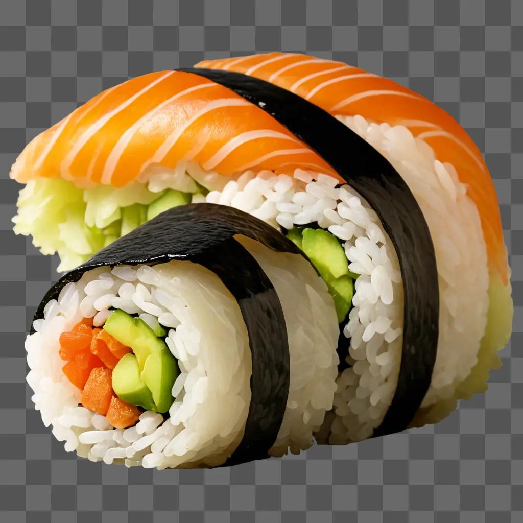 sushi clipart Sushi rolls with salmon and avocado on white rice