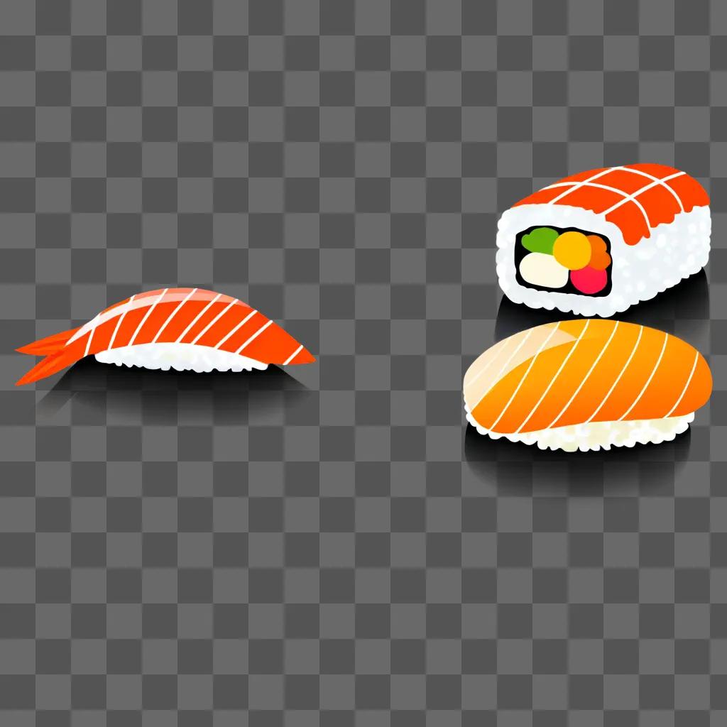 sushi drawing of a coy sushi roll and sushi with fish