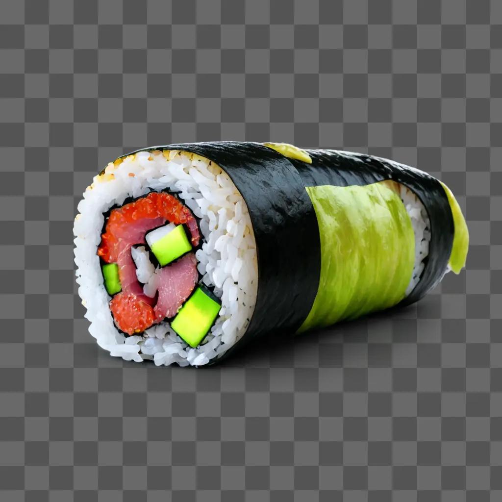 sushi drawing with colour A colorful sushi roll with various ingredients