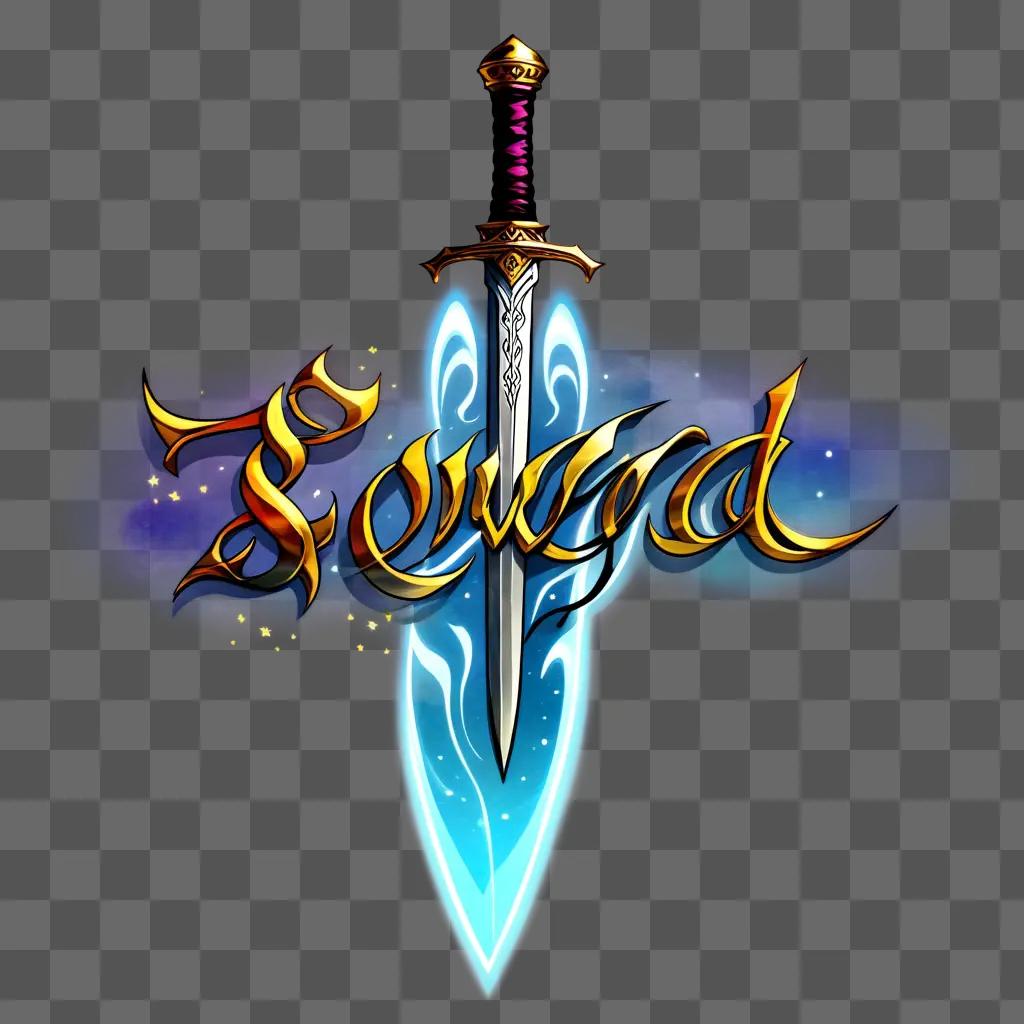 sword is glowing with a glowing background