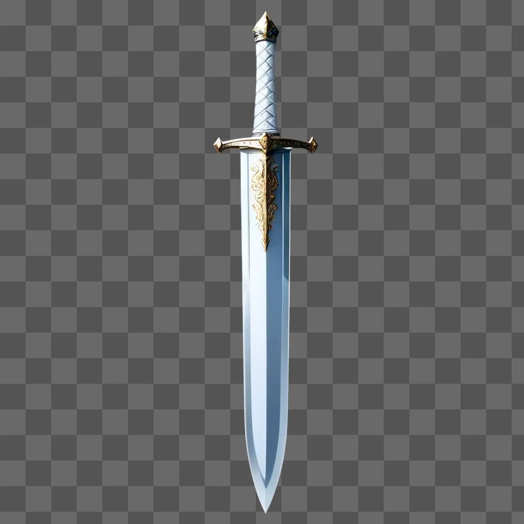 sword with gold accents glints on a white background