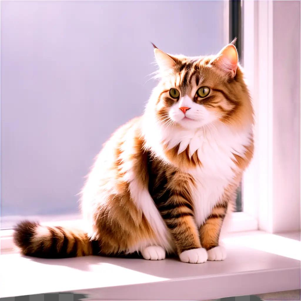 tabby cat sits on a window sill