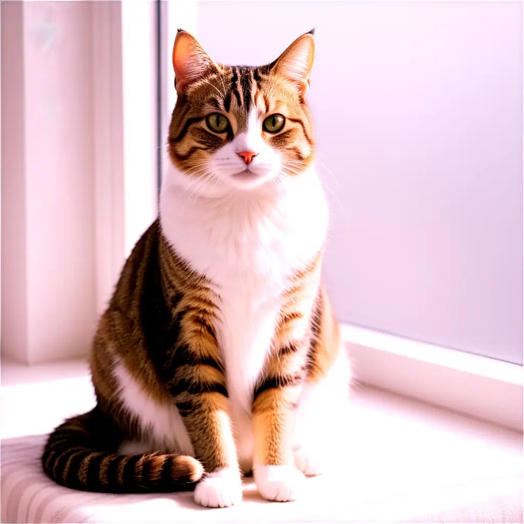 tabby cat sitting on a window sill