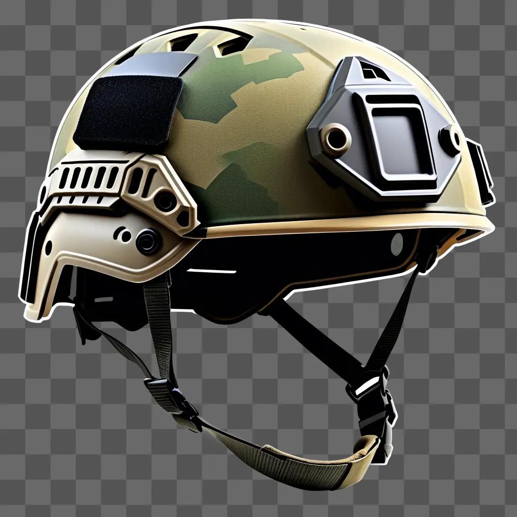 tactical helmet is shown in a light gray camouflage color