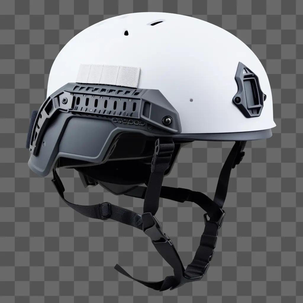 tactical helmet rests on a gray surface