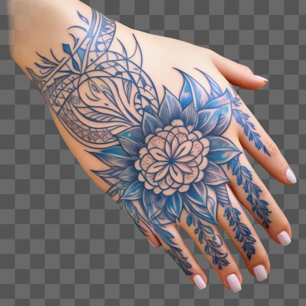 tattooed hand with a flower on the wrist