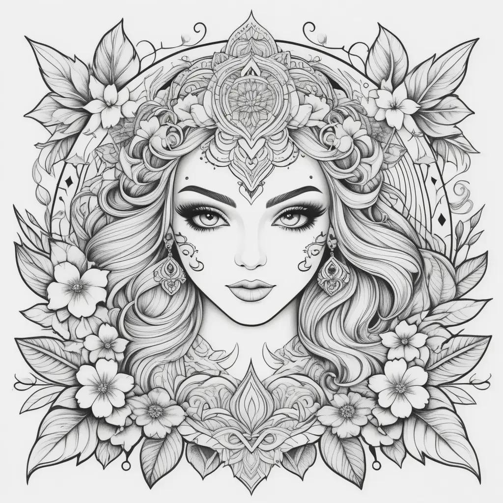 tattooed woman with a crown and flowers