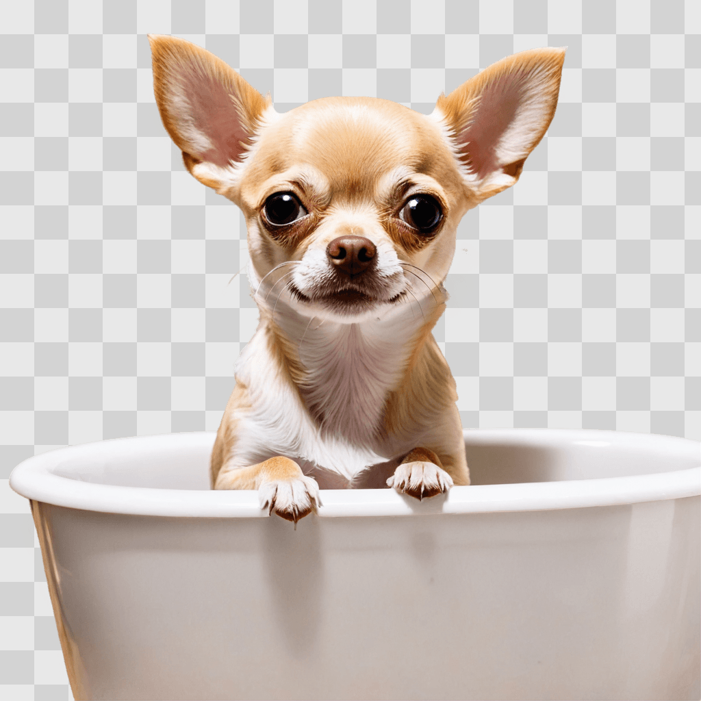 teacup apple head chihuahua A chihuahua in a white bowl