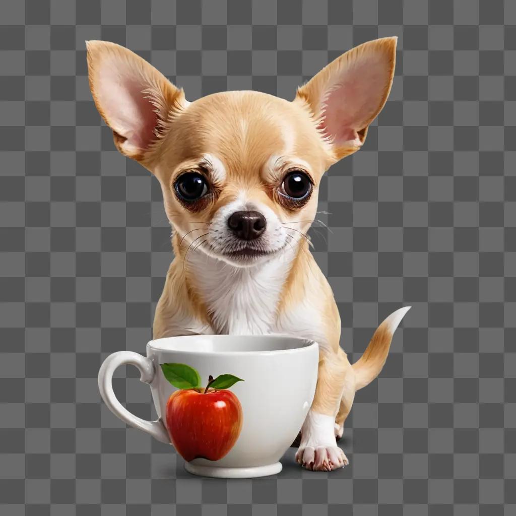 teacup apple head chihuahua A cute chihuahua with an apple in a cup