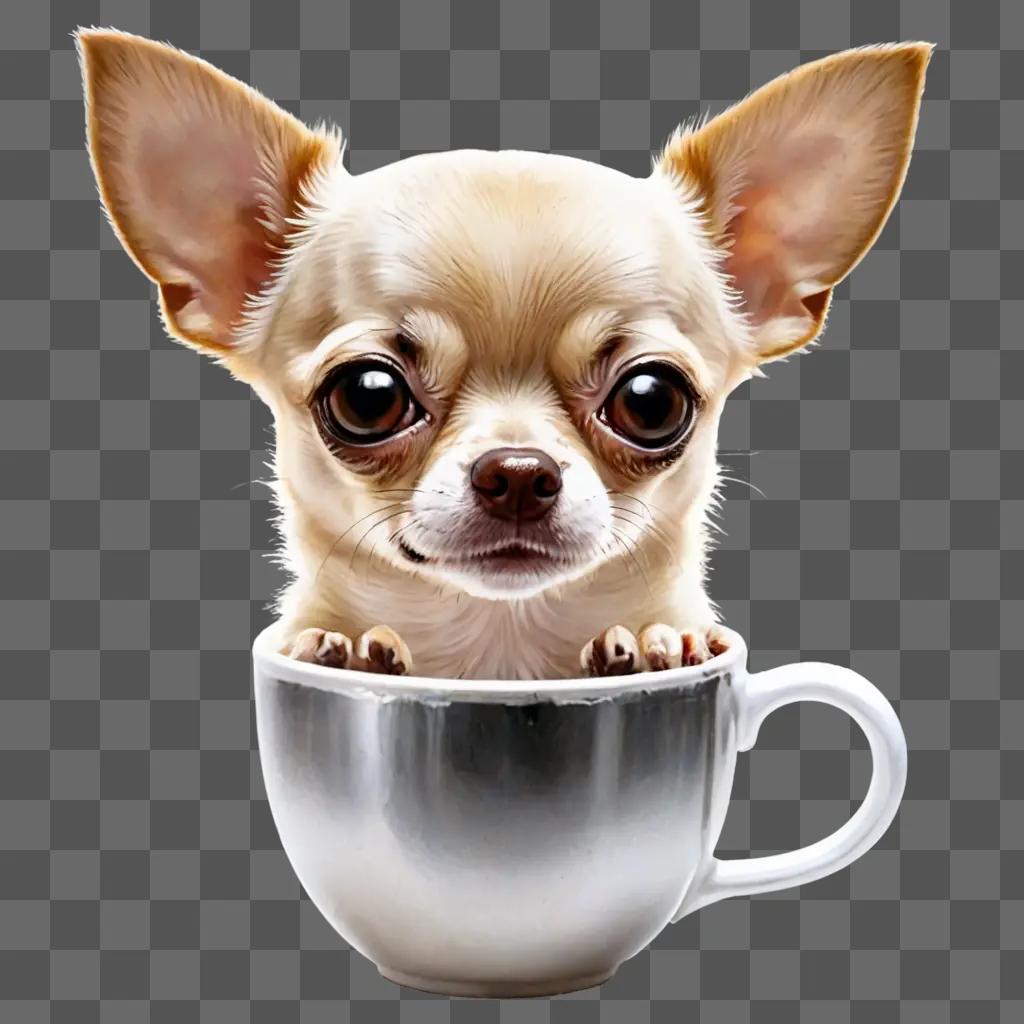 teacup apple head chihuahua A dog in a cup with a white background