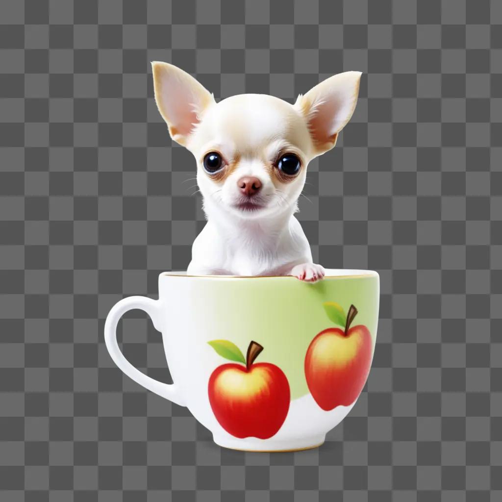 teacup with an apple head holds a chihuahua