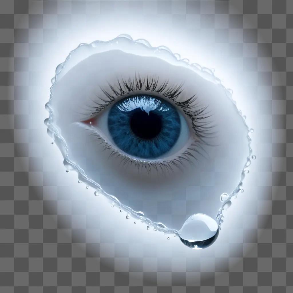 tear is seen through the transparent eye of a person