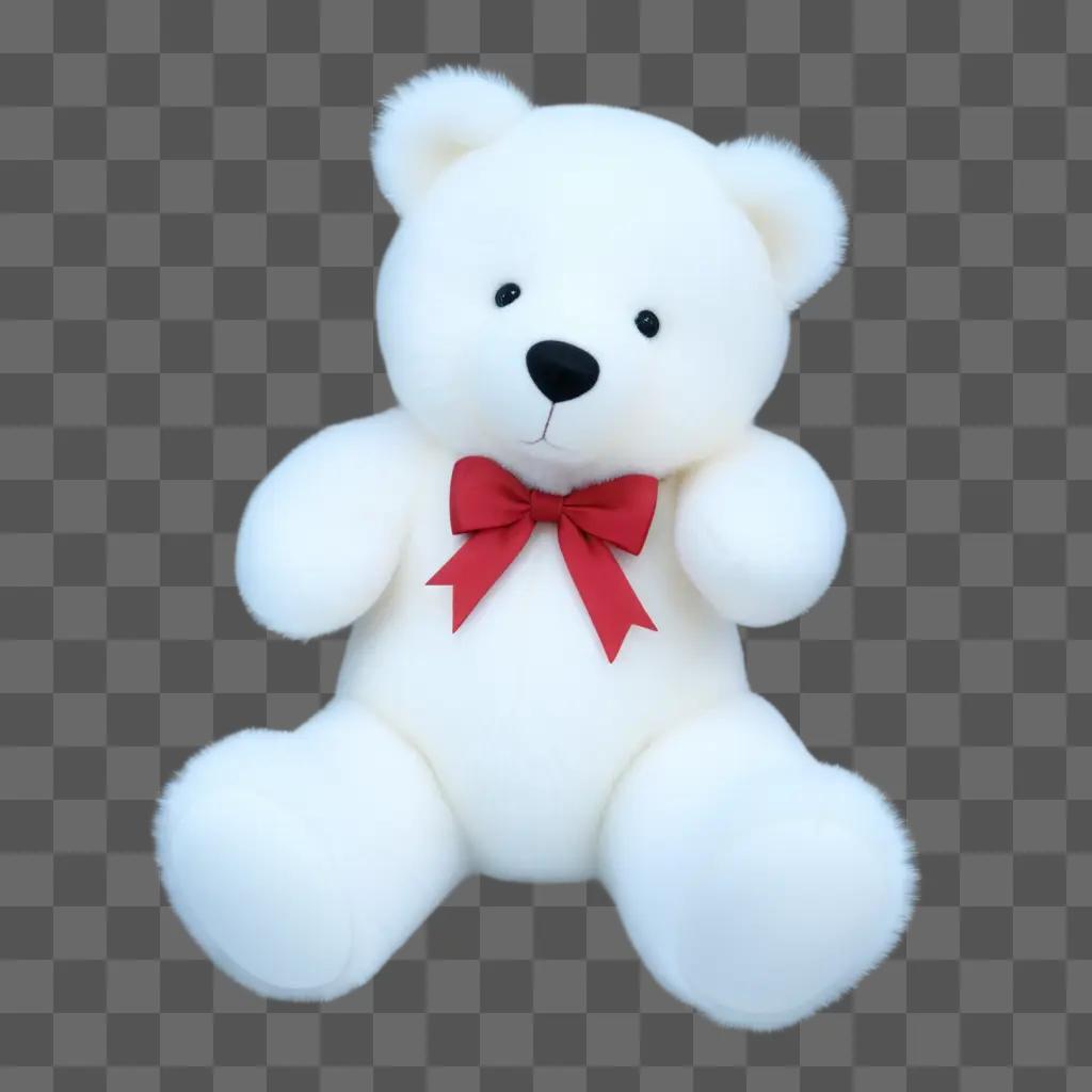 teddy bear with a red bow on its neck