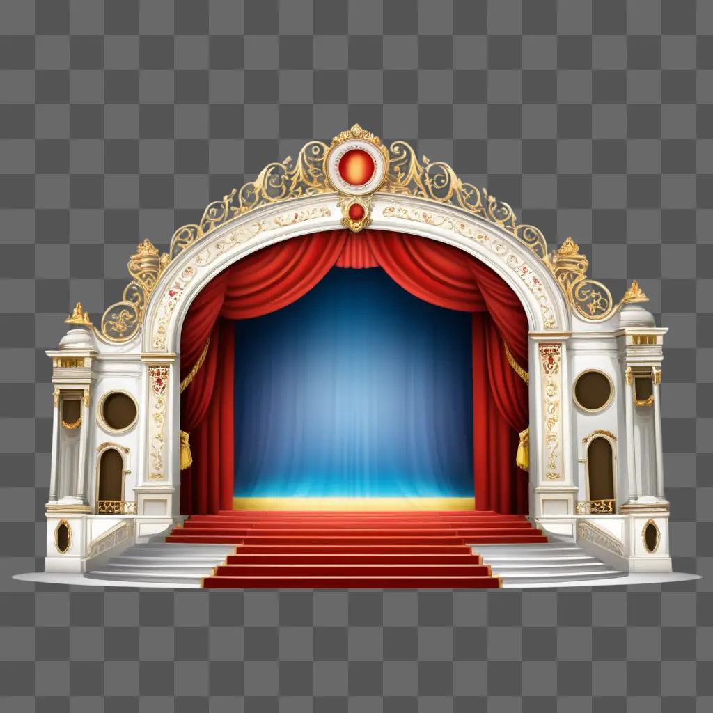 theater stage with red curtains and stairs