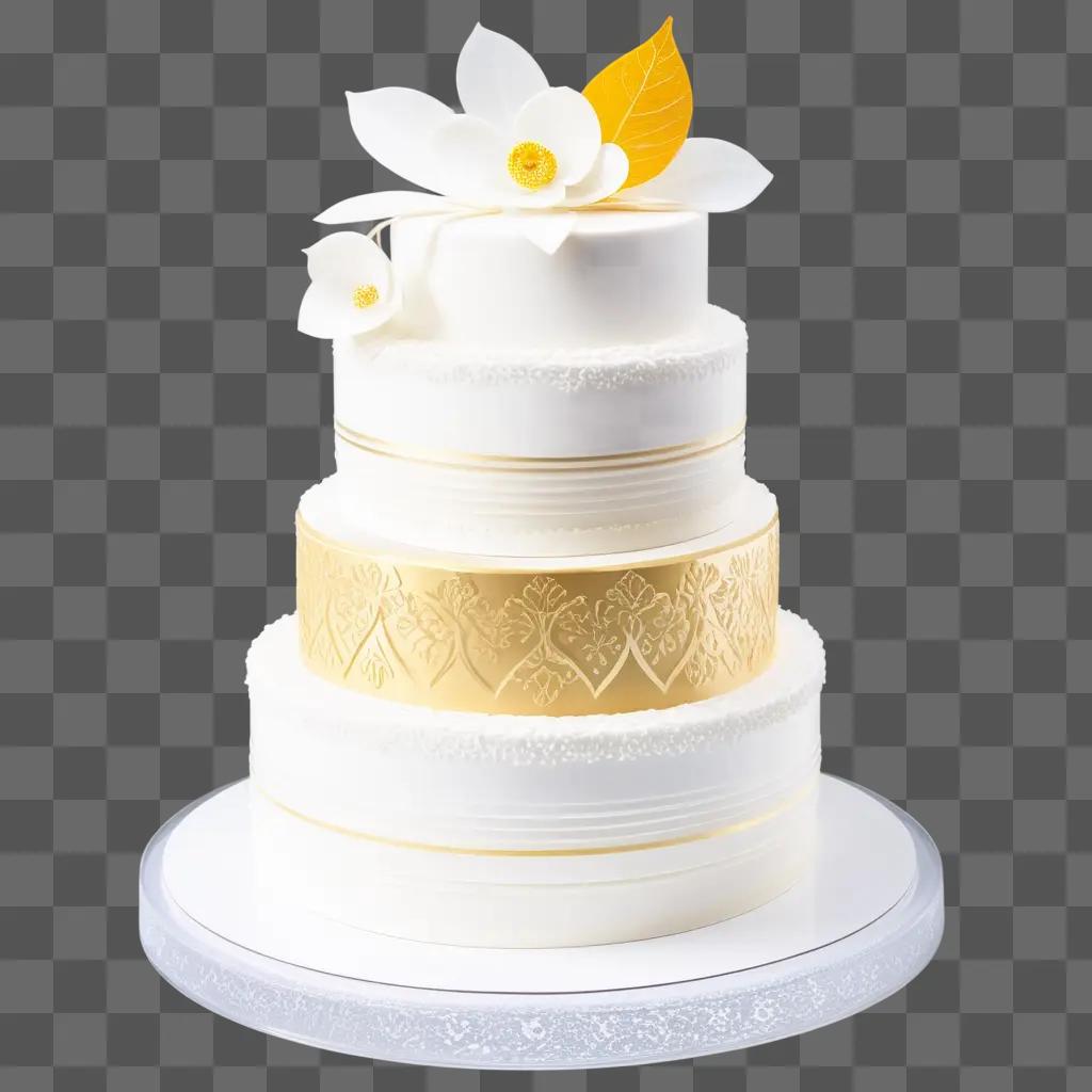 three-tiered wedding cake with a transparent top