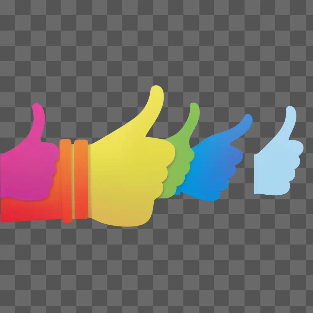 thumbs up sign is colorful and illuminated