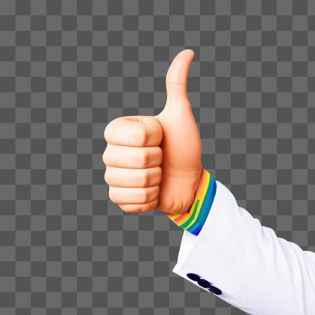 thumbs up sign with rainbow stripes