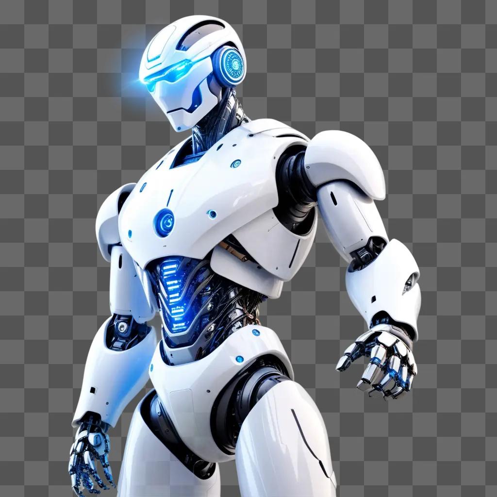 tificial intelligence robot with blue lights and blue eyes