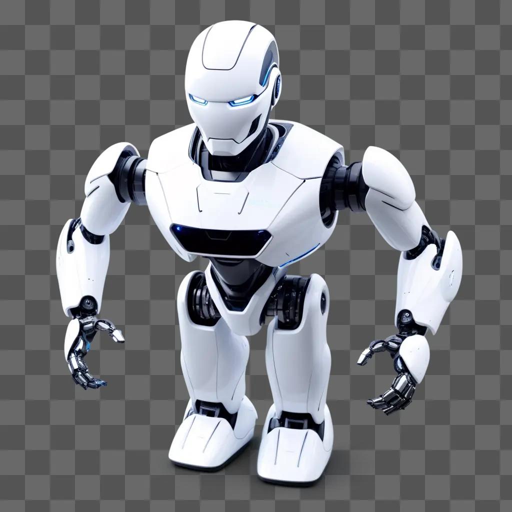 tificial intelligence robot with glowing blue eyes