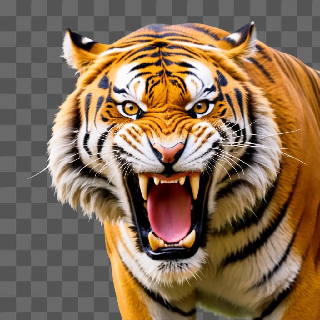 tiger growls at the camera with its mouth open