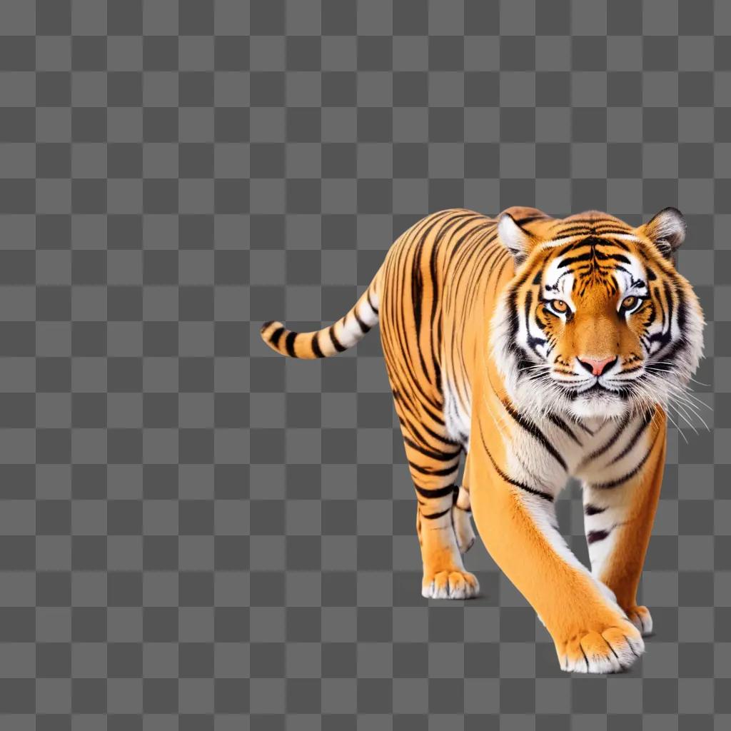 tiger in a brown background with a blue nose