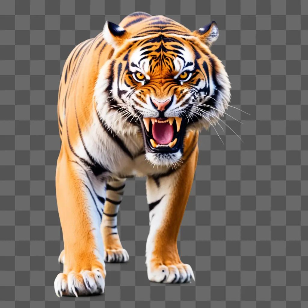 tiger roars and growls in anger