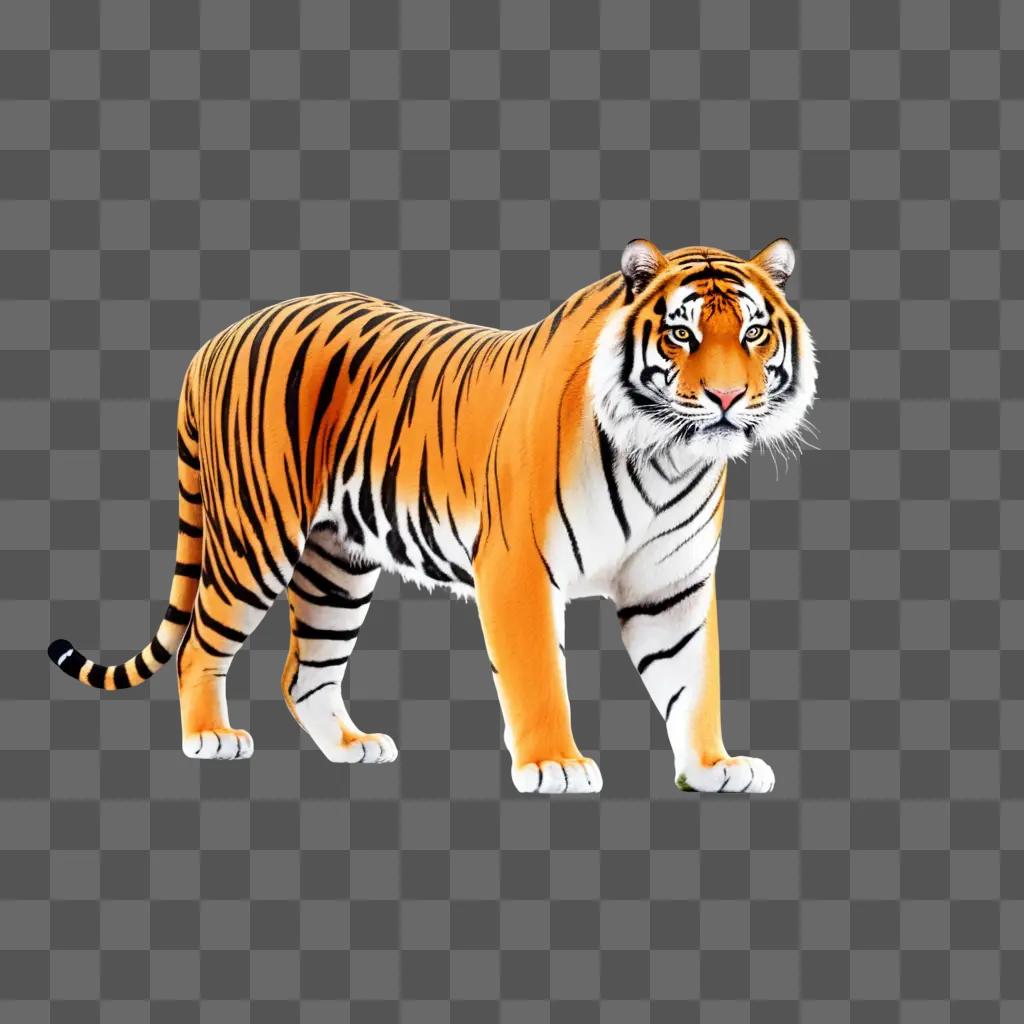 tiger with a glowing effect against a brown background