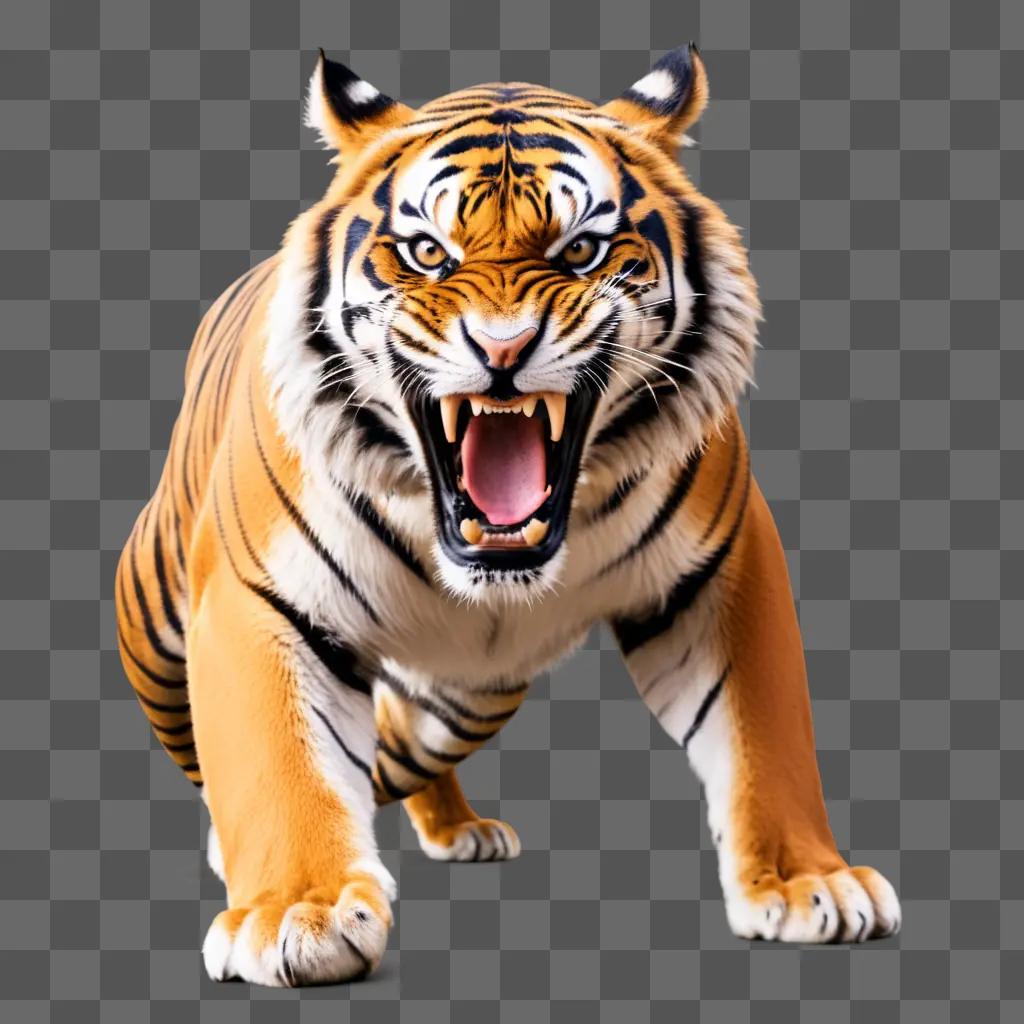 tiger with a mouth open, ready to bite