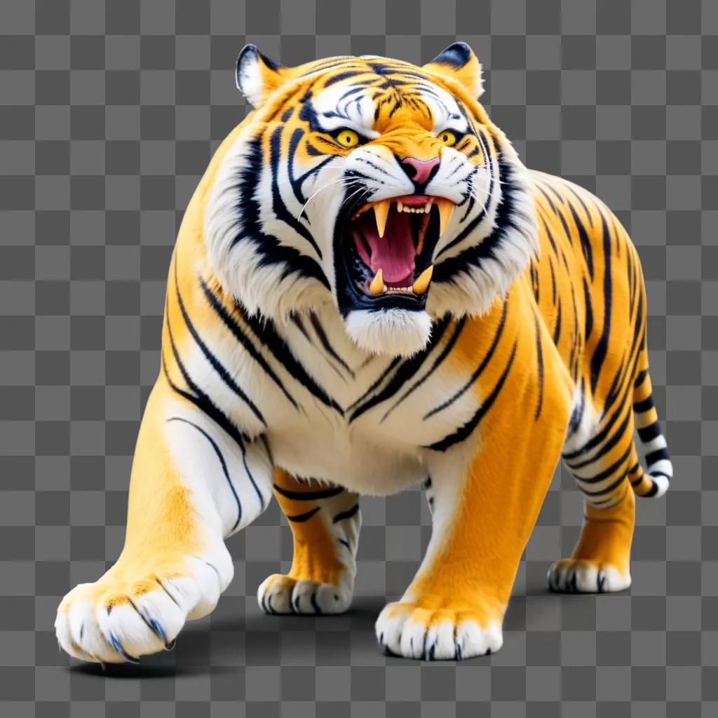 tiger with an open mouth and angry eyes