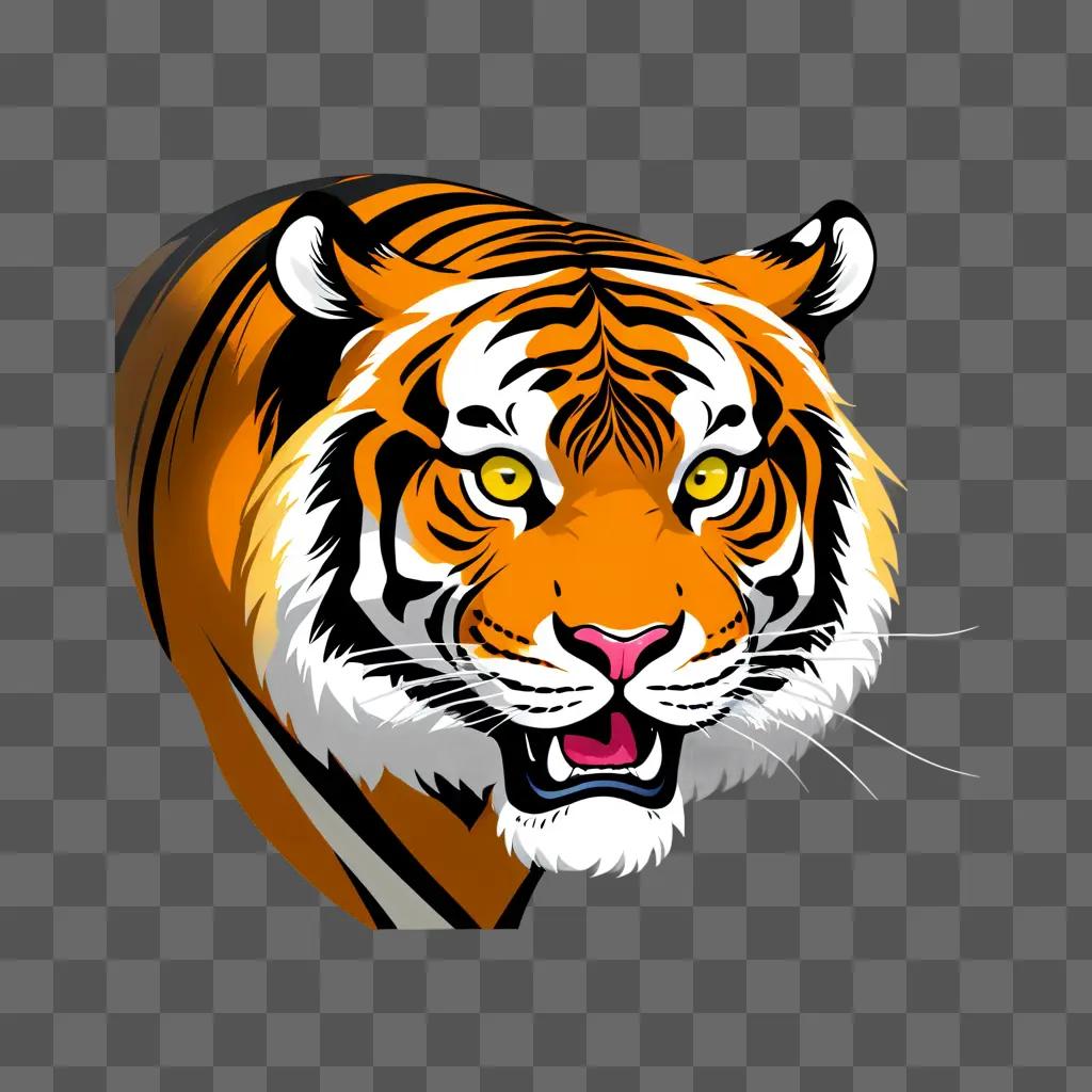 tigers face in a brownish, pixelated image