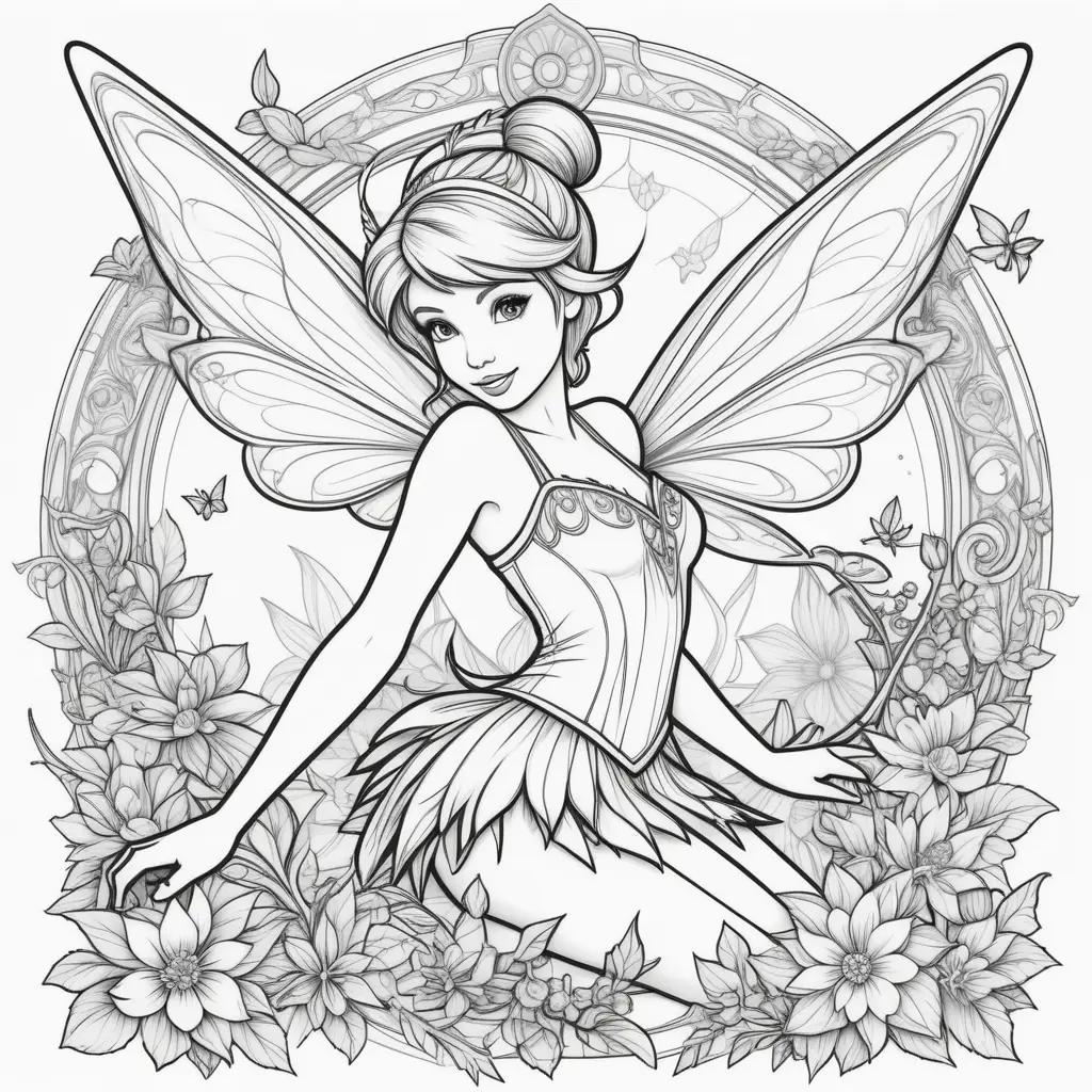 tinkerbell coloring page features a fairy with wings