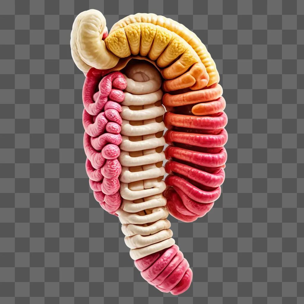 tistic depiction of an intestinal tract with various colors