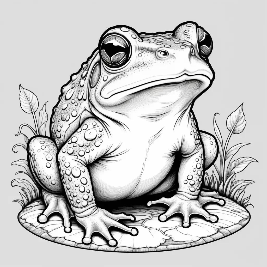 toad coloring page with a leaf on it